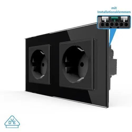 2-fache Steckdose VDE Schwarz VL-C7C2-12-A-VDE 77211 LIVOLO