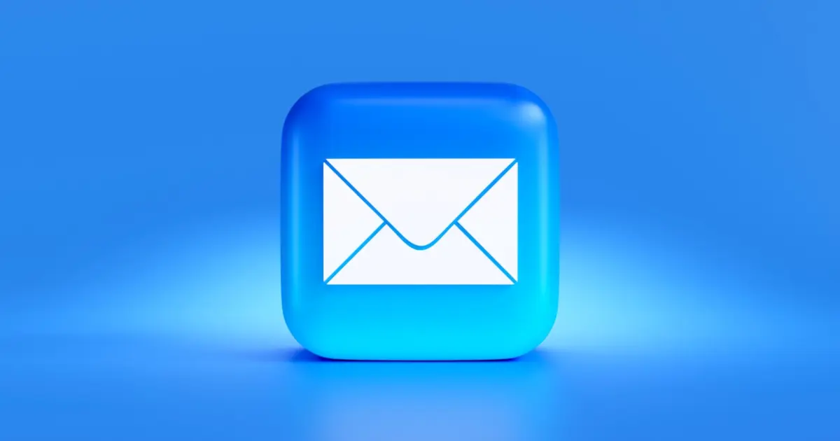 a blue button with a white envelope on it